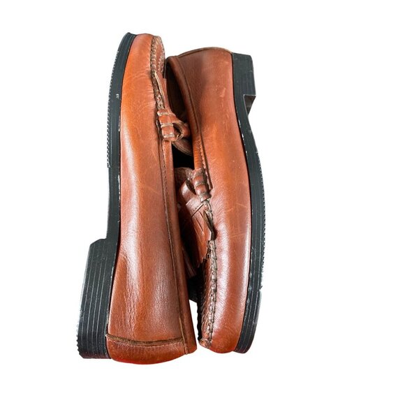 DEXTER MEN'S SADDLE BROWN BRAIDED LEATHER TASSEL SLIP-ON LOAFERS SZ 9.5 NWOT - Picture 3 of 6